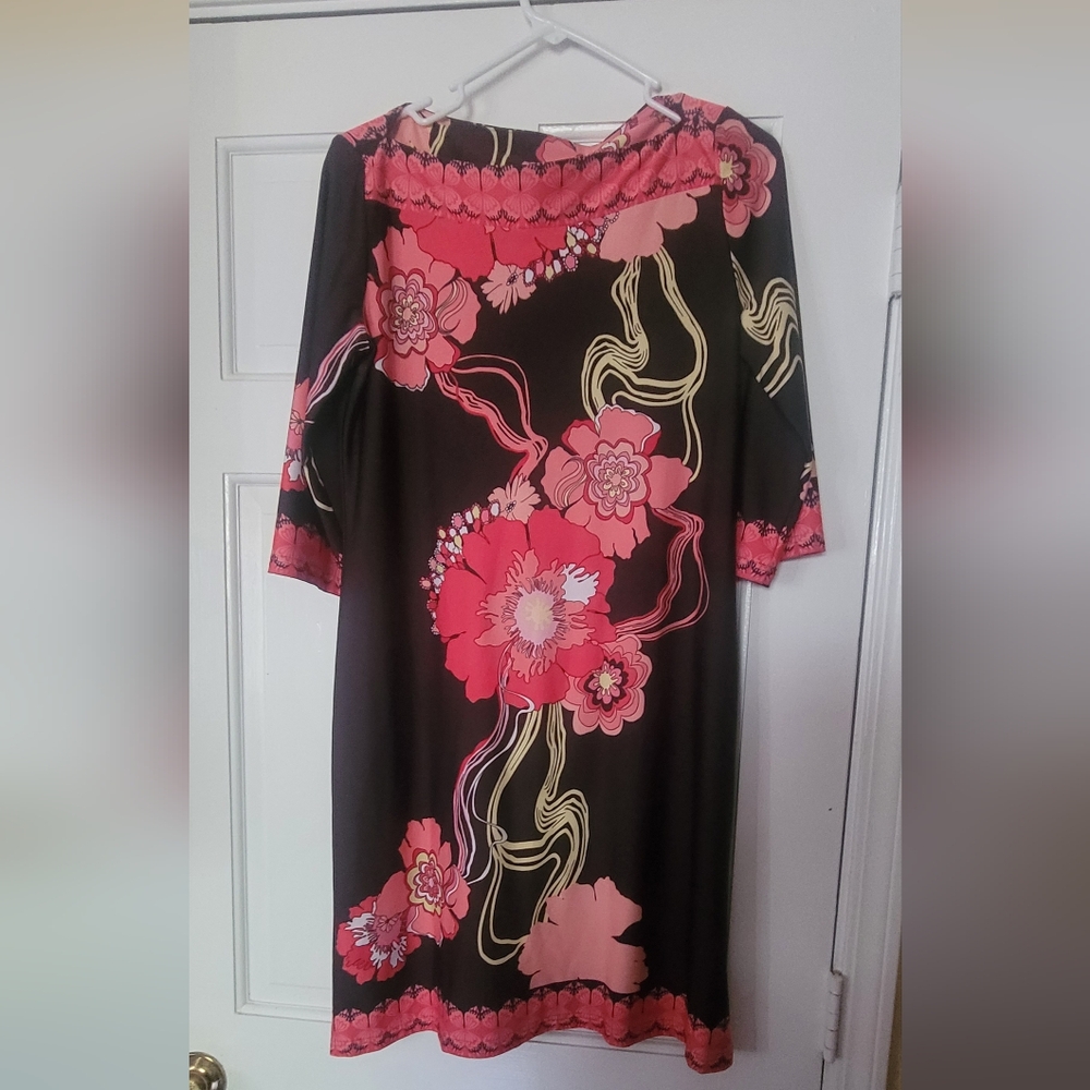 Floral Dress with Pink and Black Design